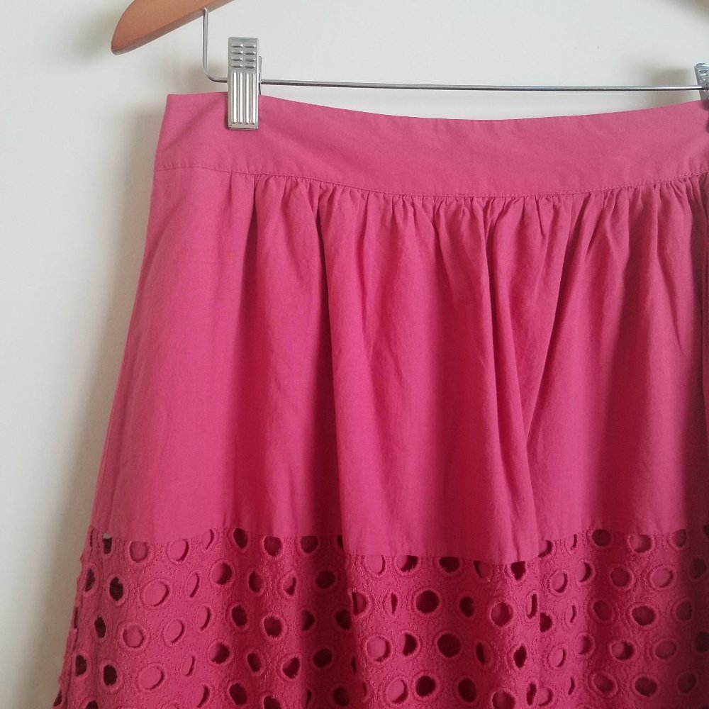Adorable Cotton Eyelet Midi Skirt in Red. NWOT